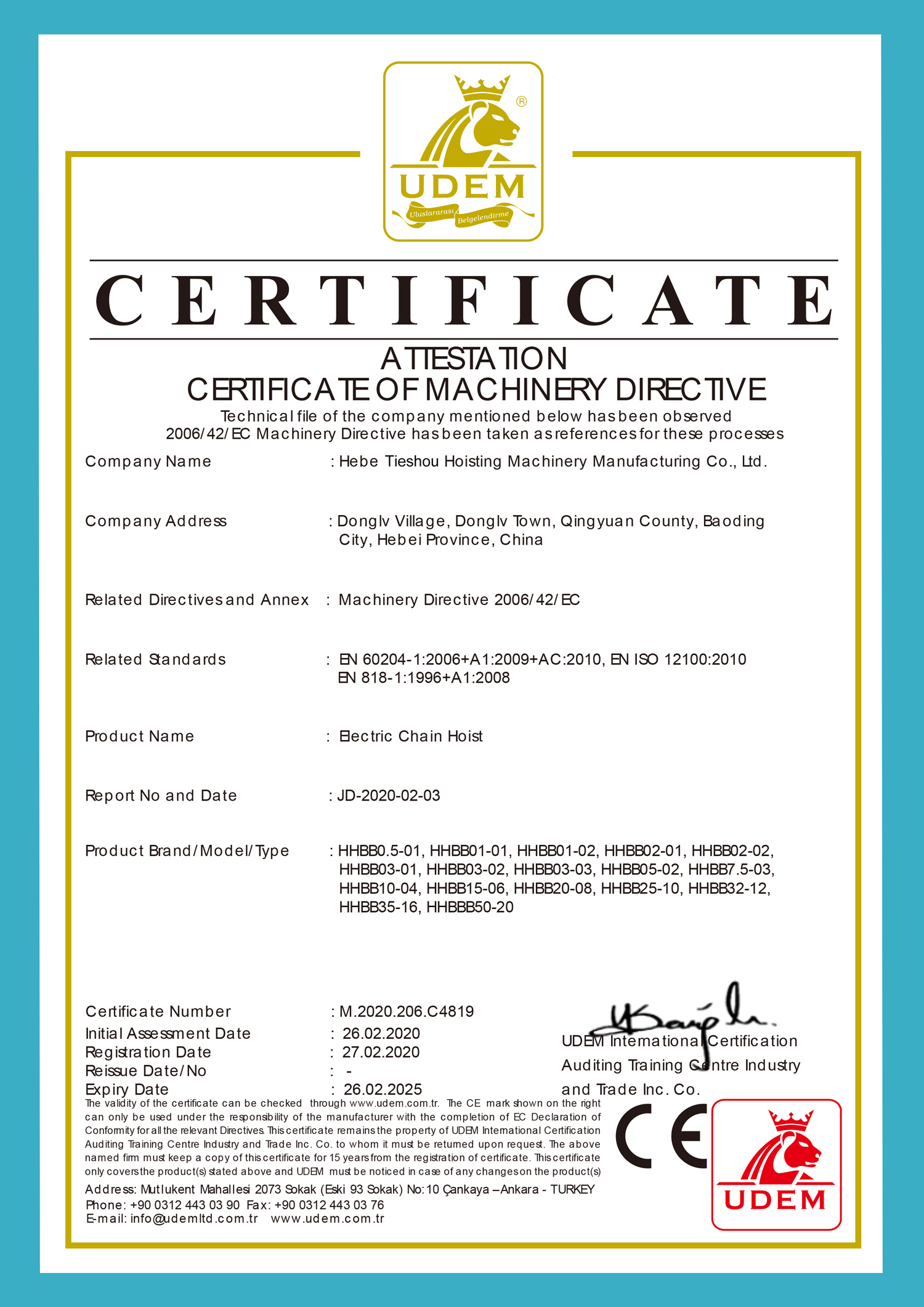 CE Bectric Chain Hoist CE Bectric Chain Hoist