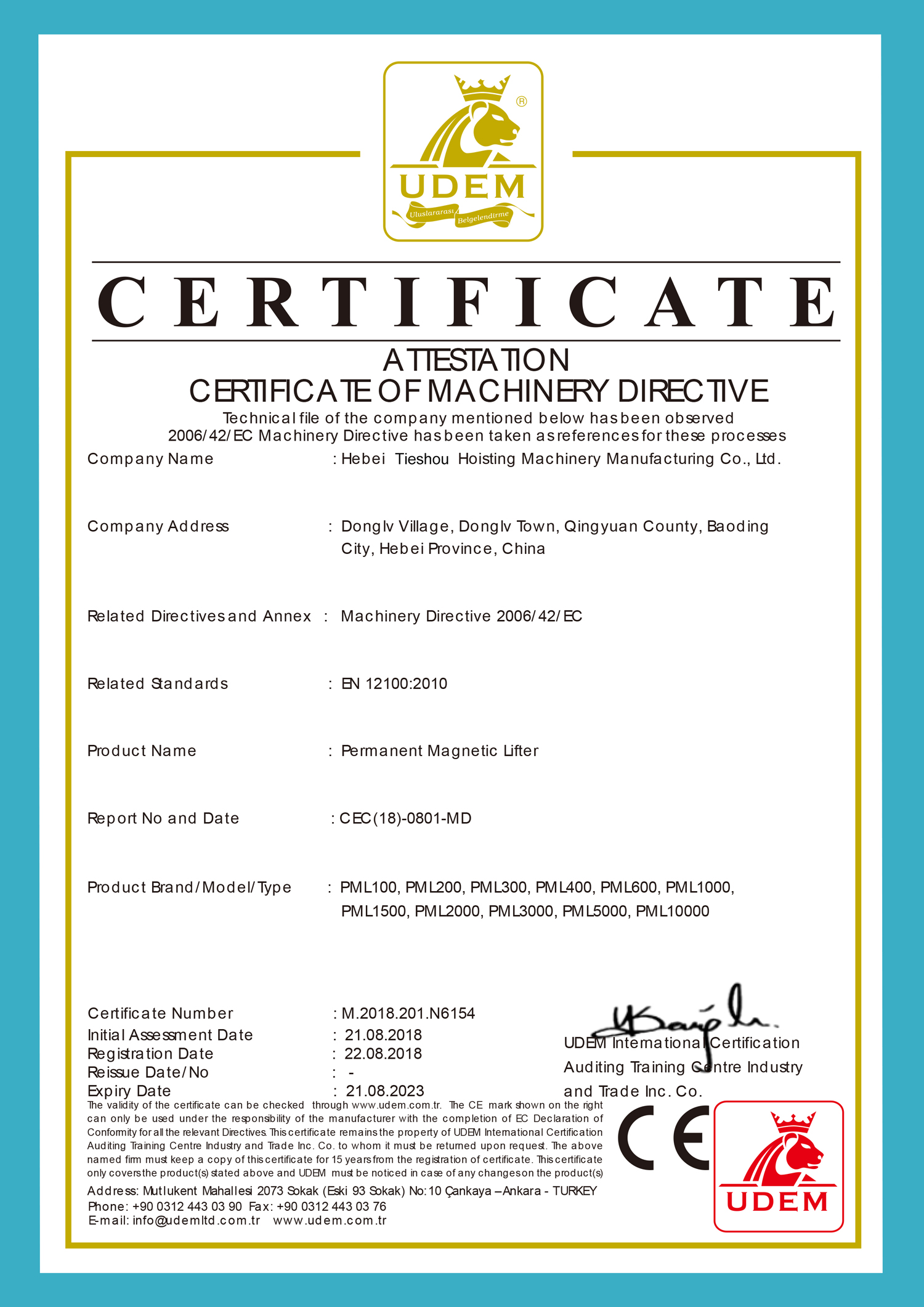 CE Permanent Magnetic Lifter CE Permanent Magnetic Lifter