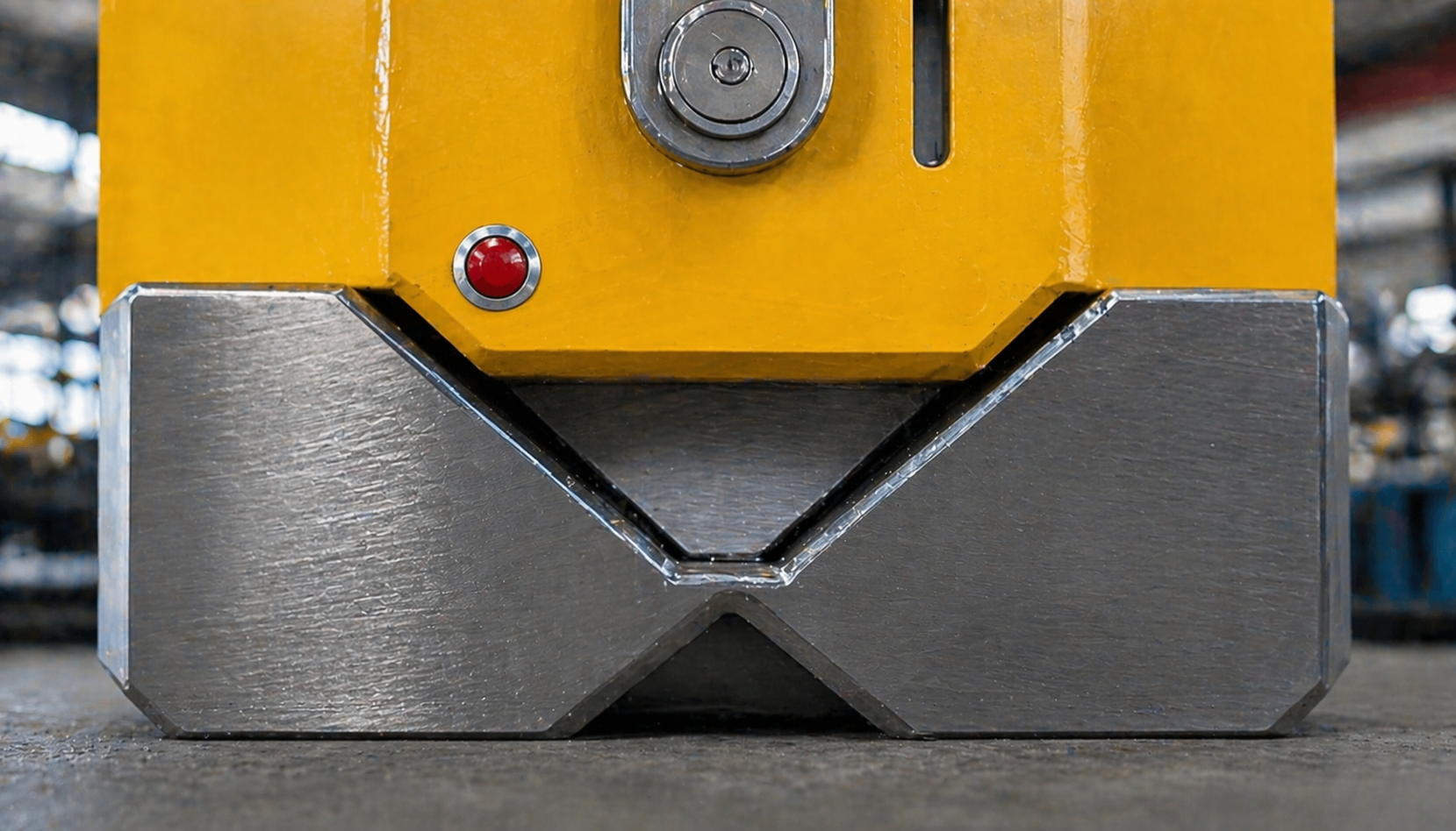 The V-groove at the bottom of the magnetic lifter The V-groove at the bottom of the magnetic lifter